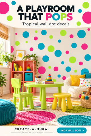 Dry Erase Dot Wall Decals: Peel & Stick, Writable, Erasable (Tropical)