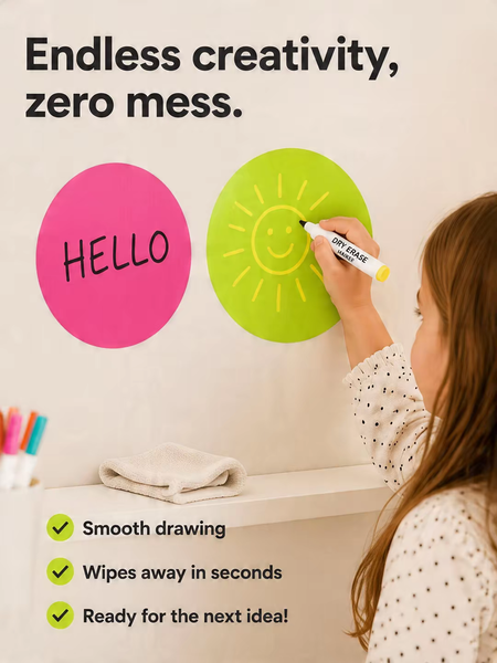 Dry Erase Dot Wall Decals: Peel & Stick, Writable, Erasable (Tropical)