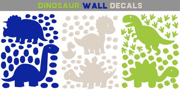 Dinosaur Kids Silhouette Wall Decals w/ Custom Name