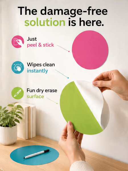 Dry Erase Dot Wall Decals: Peel & Stick, Writable, Erasable (Tropical)