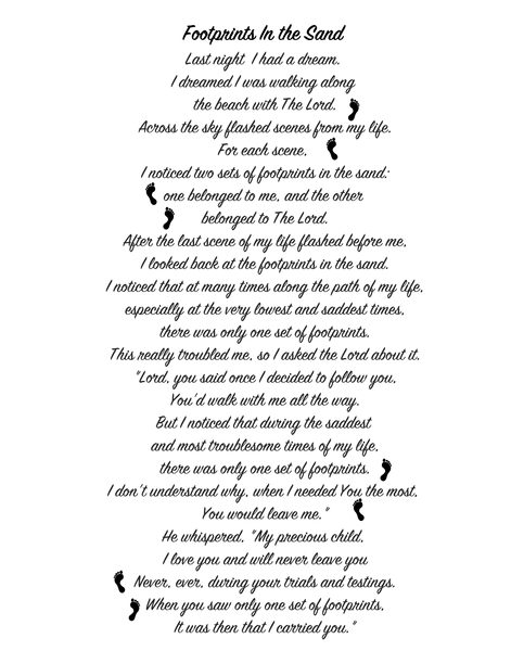 Footprints in the Sand Poem Decor