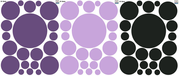 Fun Kids Room Polka Dot Wall Decals (2 Purple & Black)