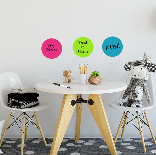 Dry Erase Dot Wall Decals: Peel & Stick, Writable, Erasable (Tropical)