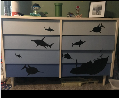 Vinyl Sunken Ship & Shark Wall Decals, Boys Wall Stickers