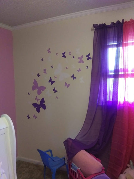 Butterfly Wall Stickers Purple Lilac & White -Girls Wall Decals - Create-A-Mural