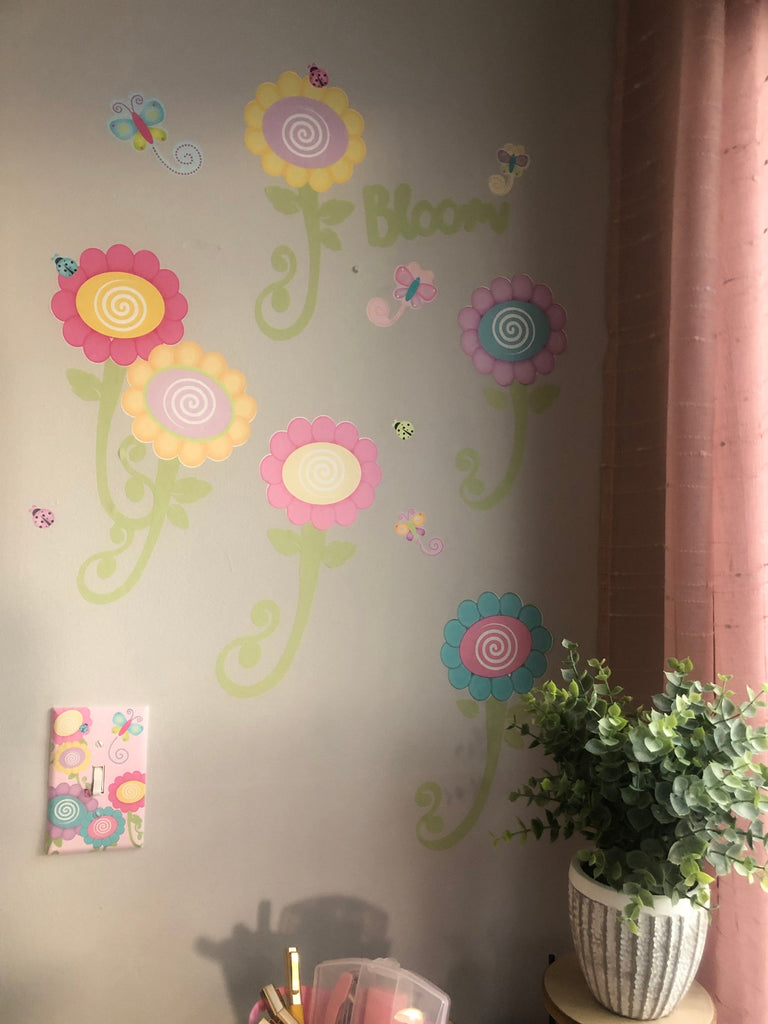 Cutesy Flower Wall Decals & Light Switch