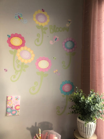 Cutesy Flower Wall Decals & Light Switch