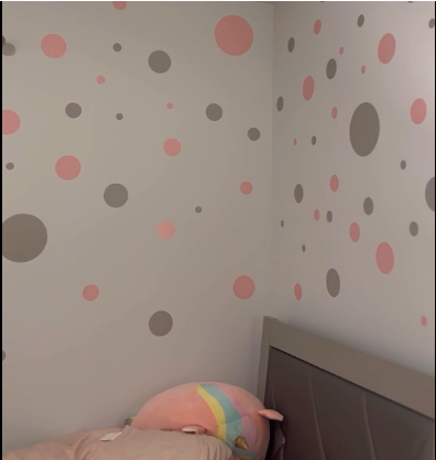 Pink and Grey Polka Dot Wall Decals