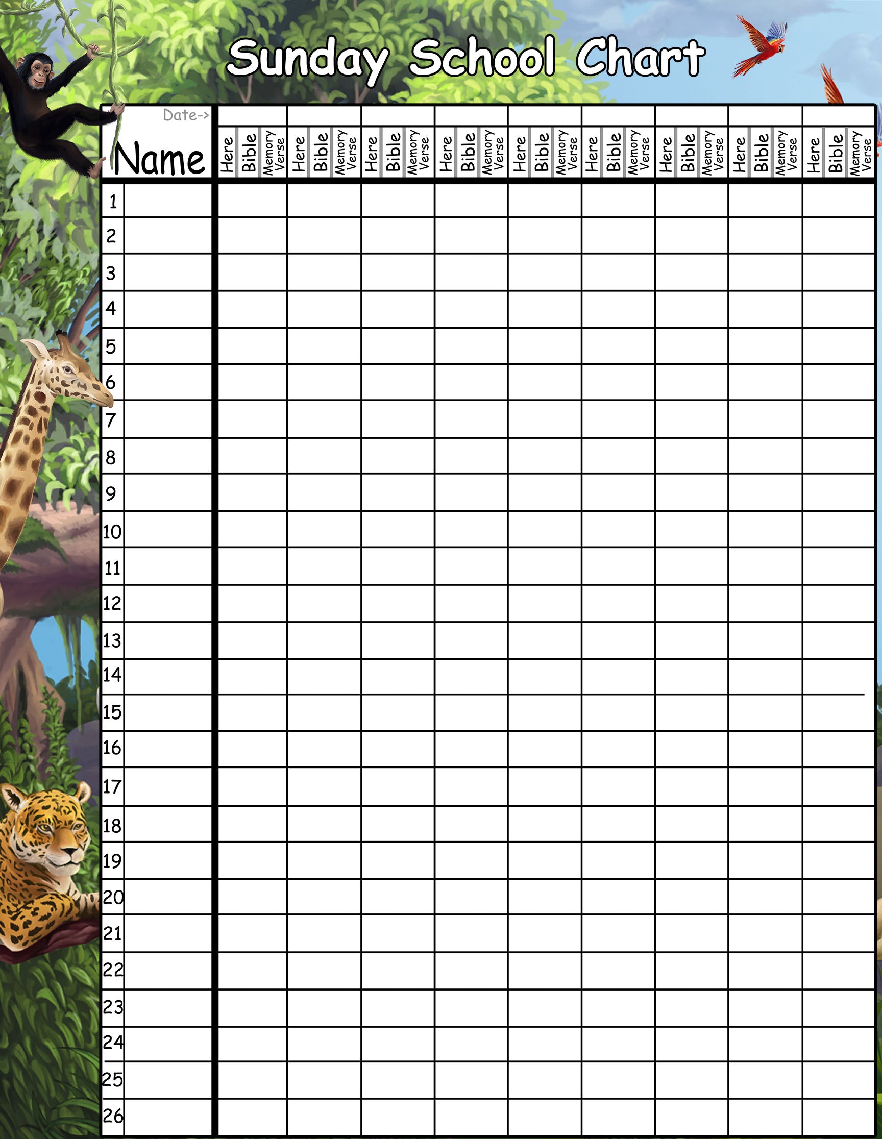 Jungle Sunday School Chart Decal - Create-A-Mural jungle-sunday-school-chart-decal-create-a-mural