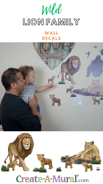 Lion Family Wall Decals for Kids Rooms