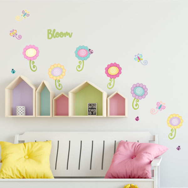 Cutesy Flower Wall Decals & Light Switch