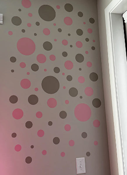Pink and Grey Polka Dot Wall Decals