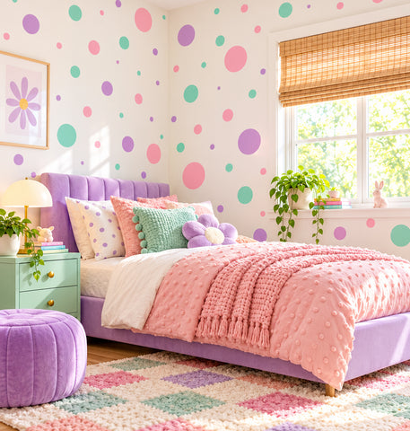 Pastel  Polka Dot Wall Decals Girls Room Wall Decor Stickers