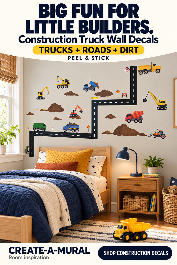 Truck Wall Decals Construction Boys Wall Decor Stickers