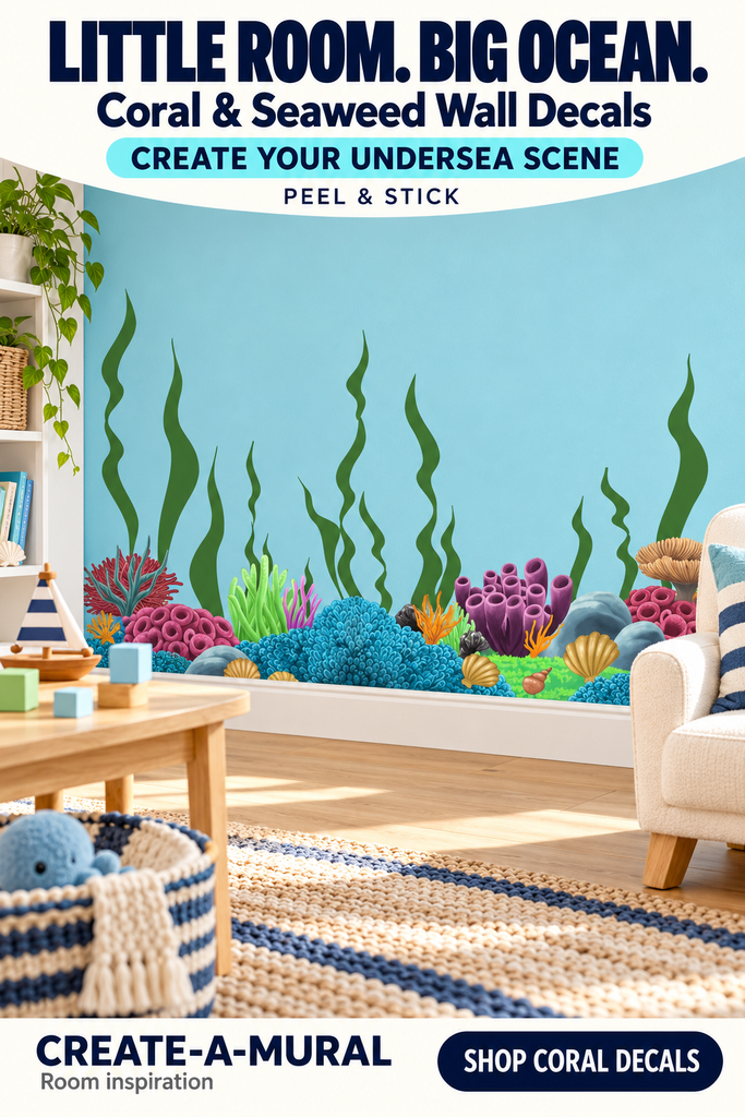Coral Undersea Ocean w/ Seaweed Wall Decals