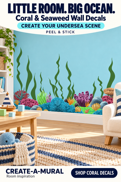 Coral Undersea Ocean w/ Seaweed Wall Decals