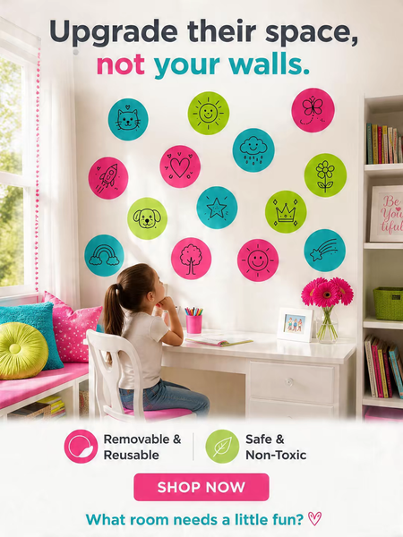 Dry Erase Dot Wall Decals: Peel & Stick, Writable, Erasable (Tropical)