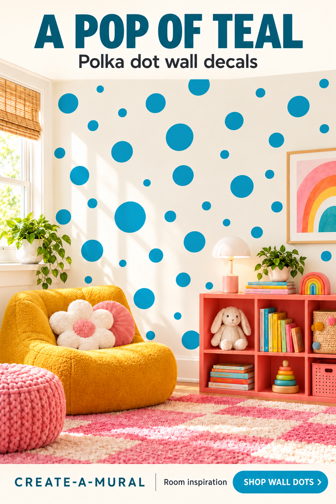 Polka Dot Wall Decals (63) Teal Blue Wall Dot Stickers