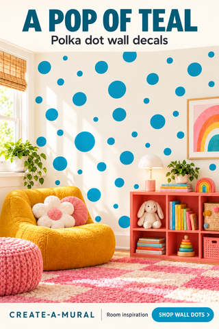 Polka Dot Wall Decals (63) Teal Blue Wall Dot Stickers