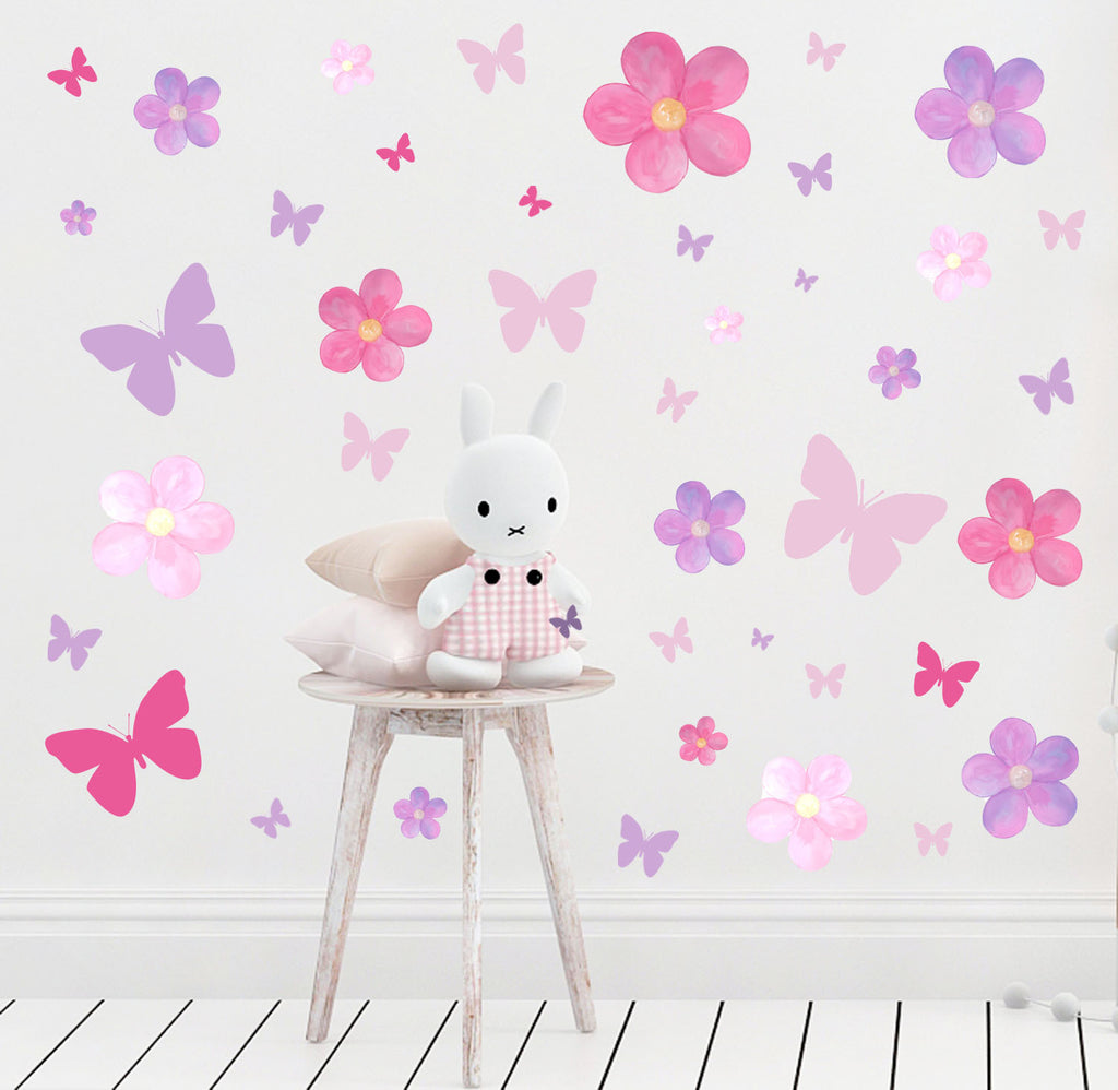 Pastel Flower & Butterfly Wall Stickers