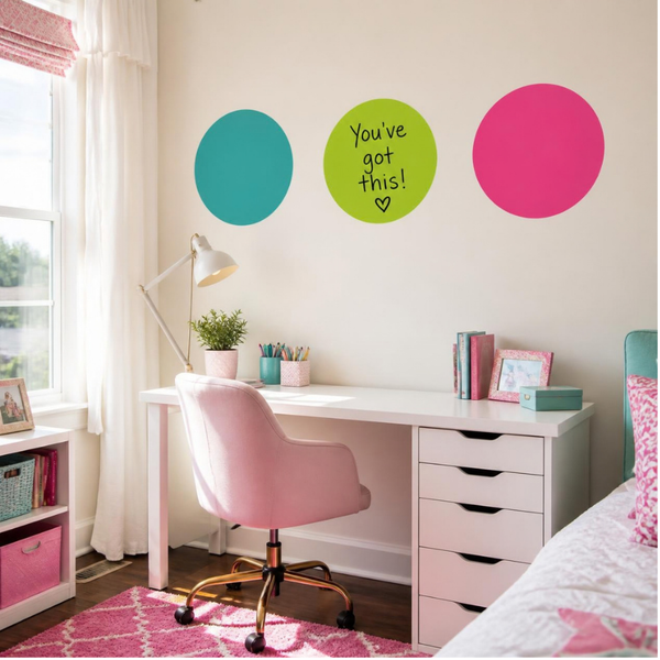 Dry Erase Dot Wall Decals: Peel & Stick, Writable, Erasable (Tropical)