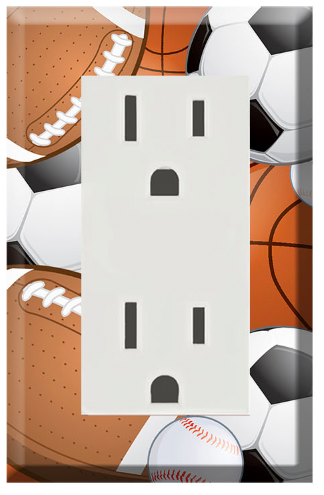 Sports Kids Room Light Switch: Toggle, Rocker, Outlet Cover Plate