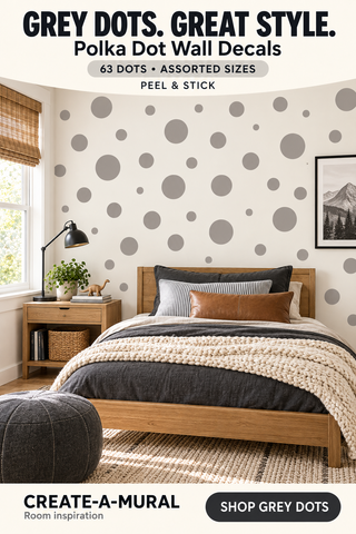 Grey Polka Dot Wall Stickers (63) Wall Dot Decals