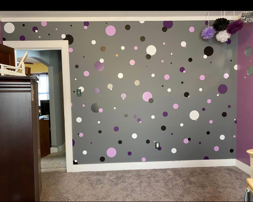 Cool Teen Bedroom Polka Dot Wall Stickers -3 Purple & Black