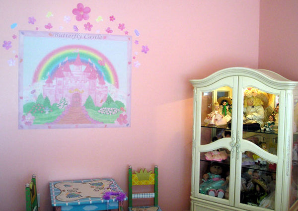 Butterfly Castle Mural -Girls Room Mural - Create-A-Mural