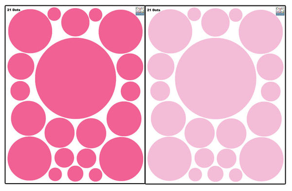 Soft Pink & Hot Pink Wall Dot Decals - Kids Room Mural Wall Decals