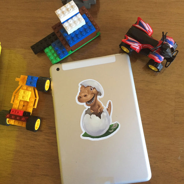 Sticker for Kids, Cute Dinosaur Cell Phone ~ Best Decal for Smart Phone, Tablet or Water Bottle 4" - Kids Room Mural Wall Decals