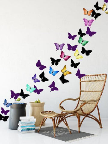 Artsy Butterfly Decor Wall Decals (30 stickers) - Kids Room Mural Wall Decals