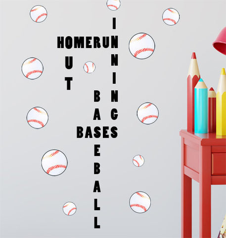 Baseball Words Boys Wall Decals - Kids Room Mural Wall Decals
