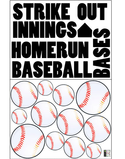 Baseball Words Boys Wall Decals - Kids Room Mural Wall Decals