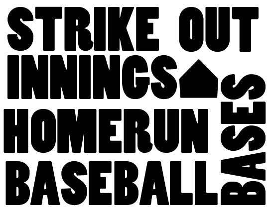 Baseball Words Vinyl Quote for Kids Room - Kids Room Mural Wall Decals