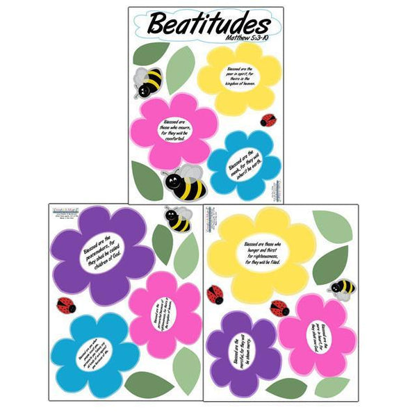 Beatitude Wall Decals -Christian Wall Sticker Decor - Kids Room Mural Wall Decals
