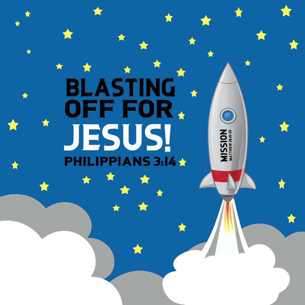 Blast Off For Jesus Church Mural - Kids Room Mural Wall Decals