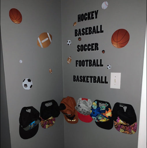 Sports Boys Wall Decal ~ Football Basketball Soccer Baseball - Kids Room Mural Wall Decals