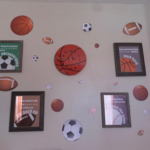 Sports Boys Wall Decal ~ Football Basketball Soccer Baseball - Kids Room Mural Wall Decals