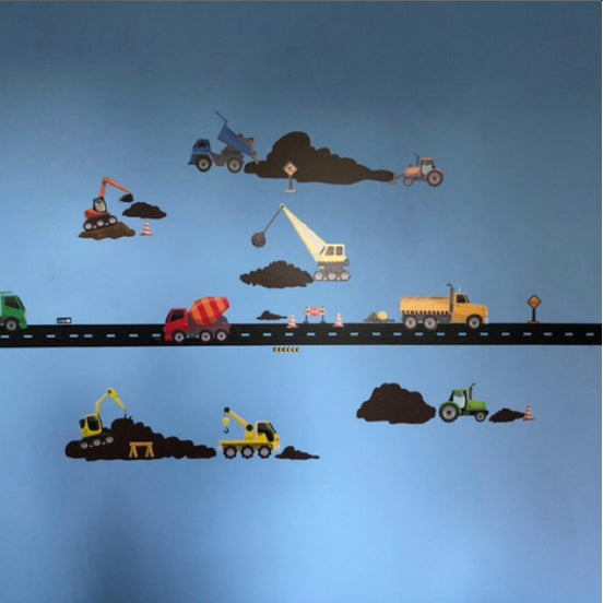 973 PCS Glow In The Dark Construction Wall Decals For Kids Room - Vehicles & Stars