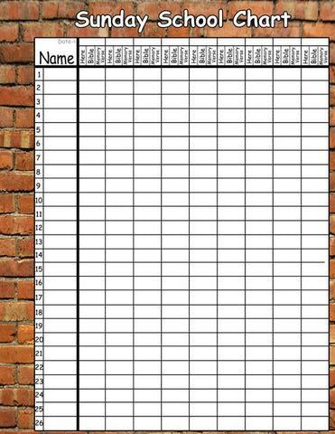 Brickwall Sunday School Chart Decal - Create-A-Mural
