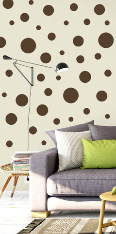Polka Dot Wall Decals (63) Brown Dot Wall Decor Stickers - Create-A-Mural