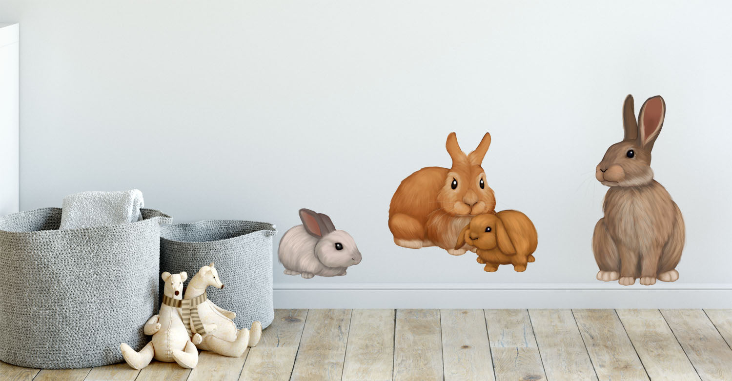 Bunny Rabbit Wall Decals ~Kids Room Animal Wall Stickers - Kids Room ...