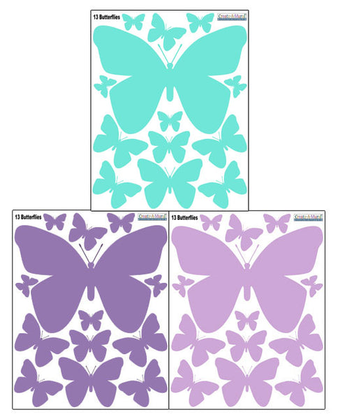 Butterfly Wall Decals- Girls Wall Stickers ~ Decorative Peel & Stick Wall Art Sticker Decals (Lavender,Lilac,Mint) - Kids Room Mural Wall Decals