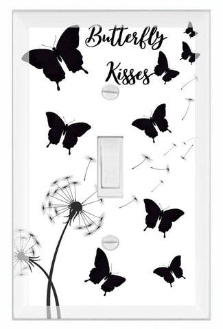 Black Butterfly Kisses Girls Light Switch Cover Plate