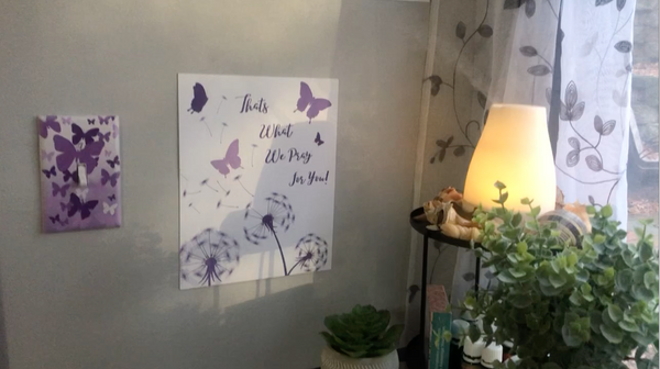 Purple Butterfly & Dandelion Flower Wall Art Prints