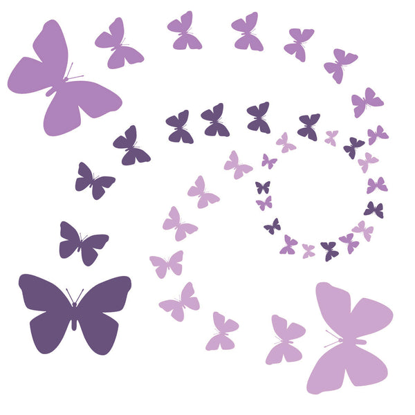 Butterfly Wall Decals- Girls Wall Stickers ~ Decorative Peel & Stick Wall Art Sticker Decals (3 Purples)