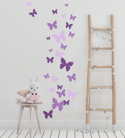 Butterfly Wall Decals- Girls Wall Stickers ~ Decorative Peel & Stick Wall Art Sticker Decals (3 Purples)