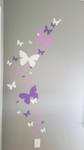 Butterfly Wall Stickers Purple Lilac & White -Girls Wall Decals - Create-A-Mural