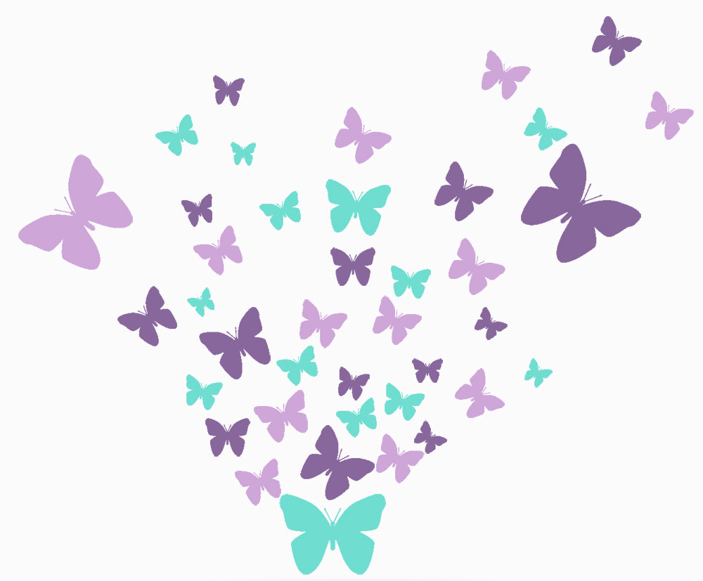 Butterfly Wall Decals- Girls Wall Stickers ~ Decorative Peel & Stick Wall Art Sticker Decals (Lavender,Lilac,Mint) - Kids Room Mural Wall Decals